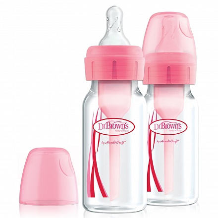 Набор из 2 бутылочек антиколиковых с узким горлышком, розовые по 120 мл 